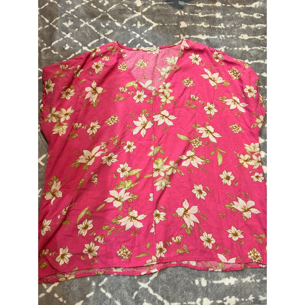 Pink Floral Cover-Up Top Tunic Sleeveless Spring Summer Resort Wear